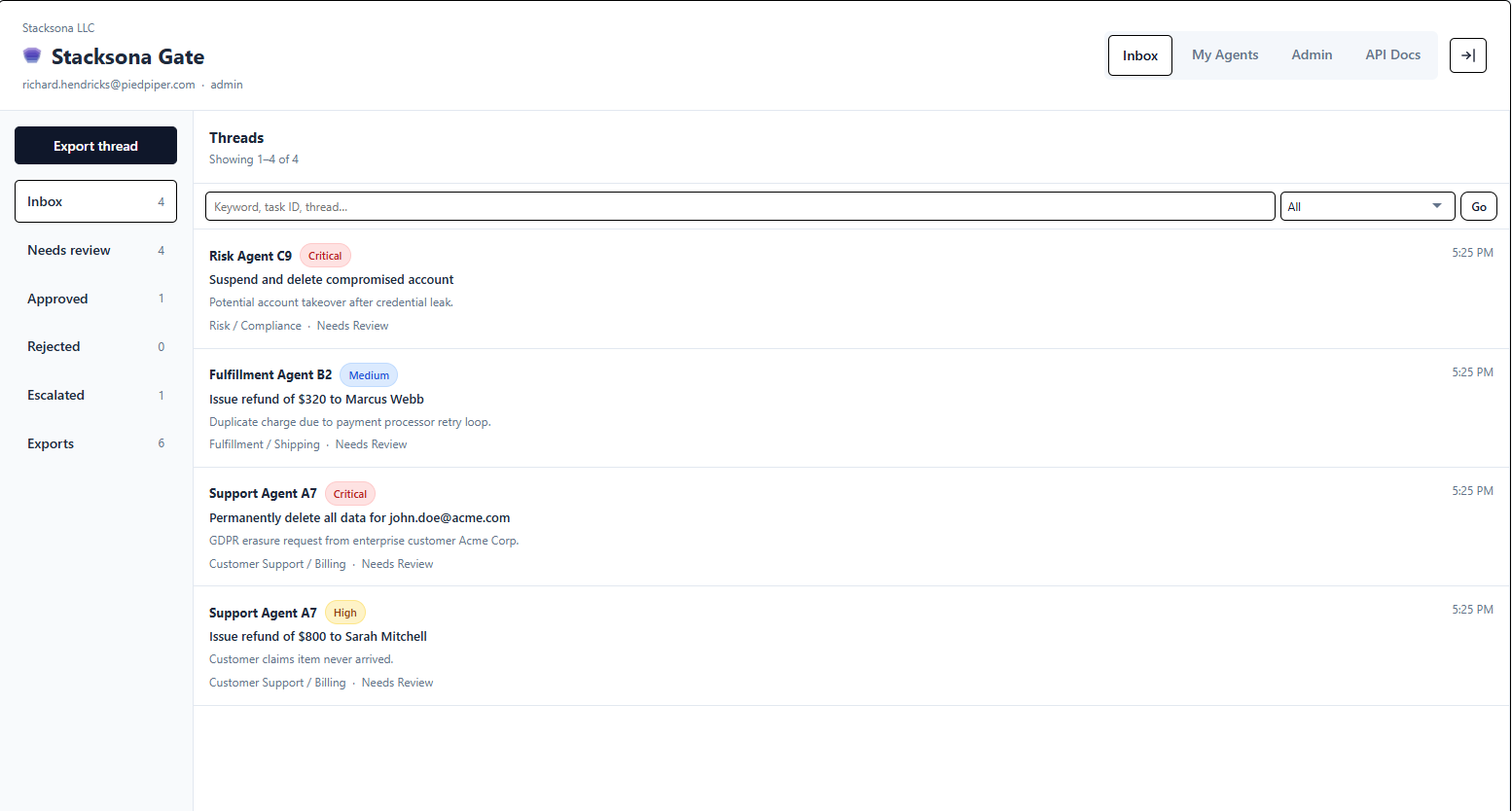Stacksona Gate approval inbox